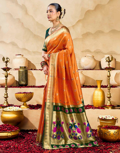 Orange Silk Woven Paithani Saree