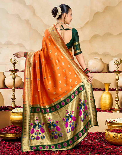 Orange Silk Woven Paithani Saree