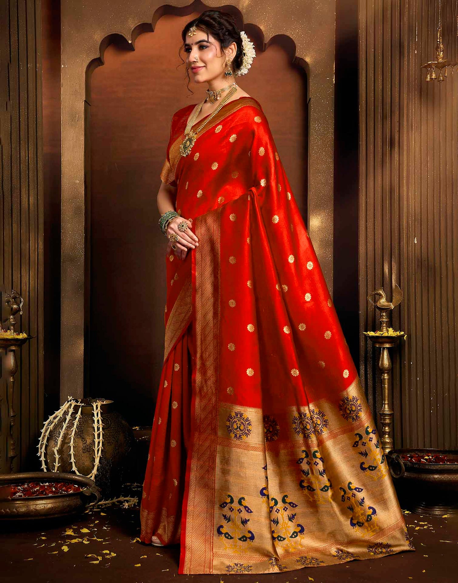 Red Silk Woven Paithani Saree