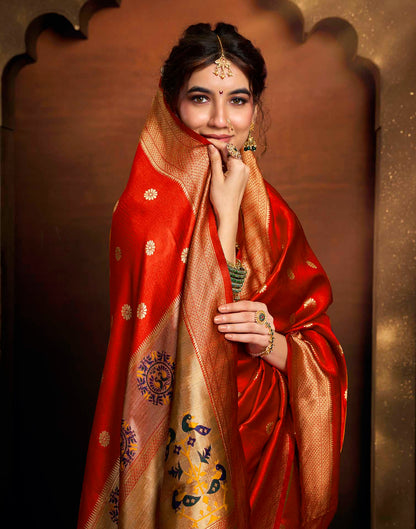 Red Silk Woven Paithani Saree