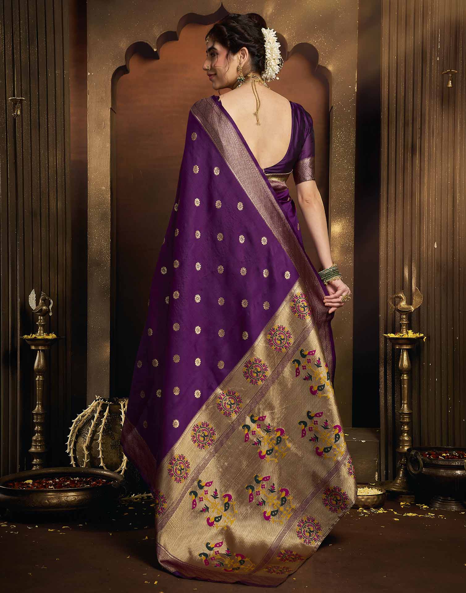 Purple Silk Woven Paithani Saree