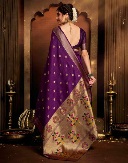 Purple Silk Woven Paithani Saree