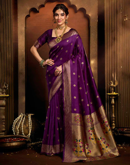 Purple Silk Woven Paithani Saree
