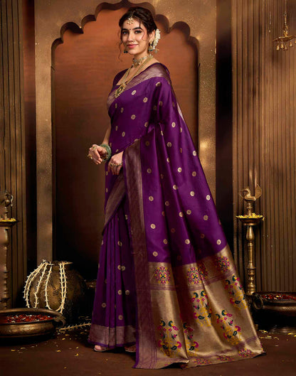 Purple Silk Woven Paithani Saree