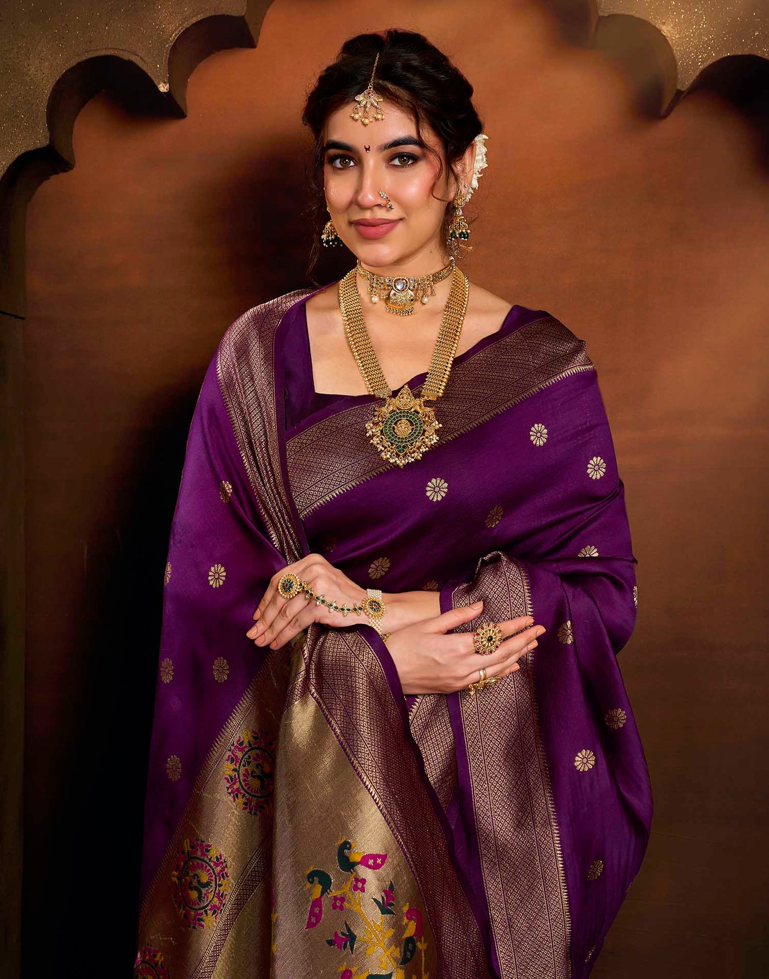 Purple Silk Woven Paithani Saree