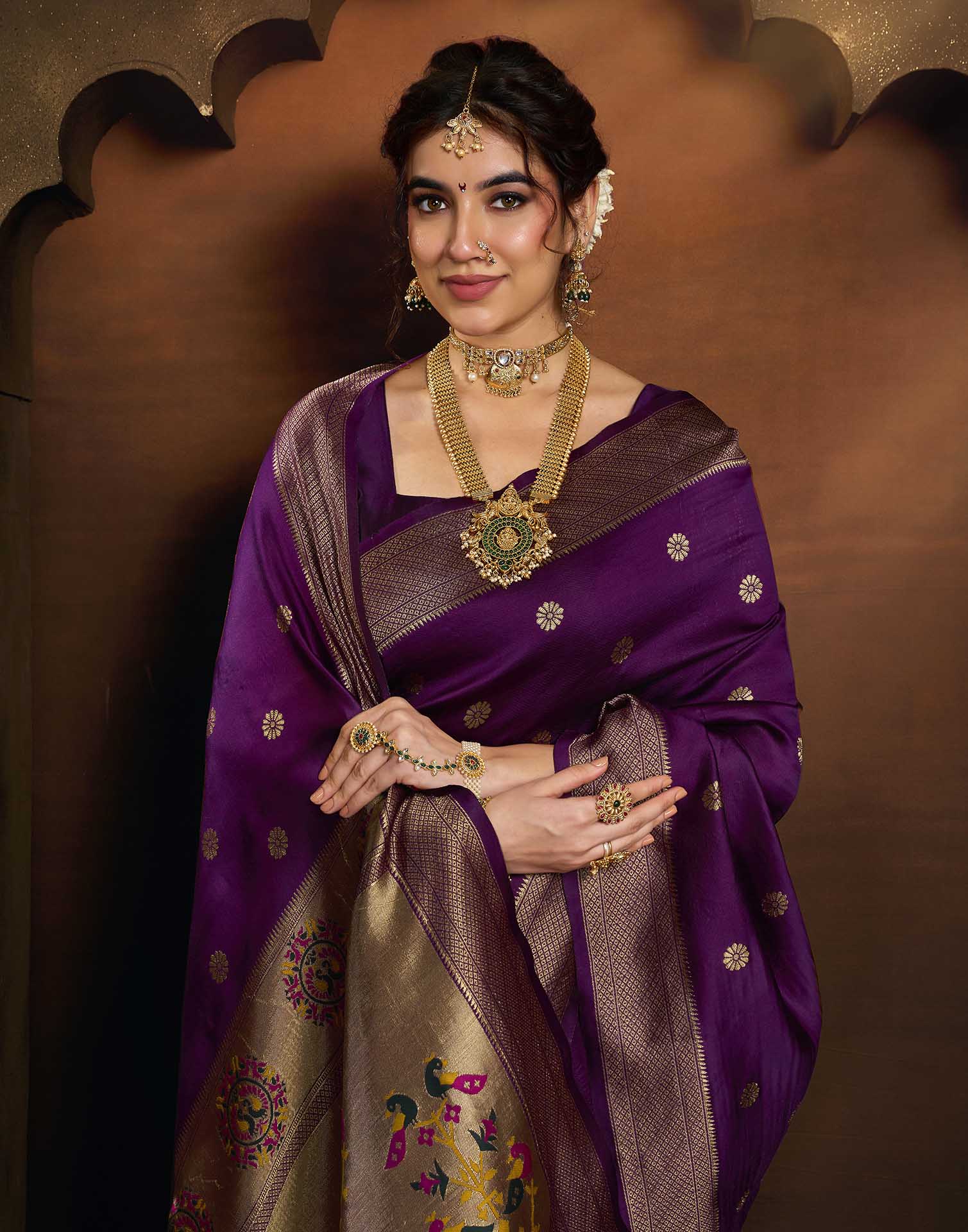 Purple Silk Woven Paithani Saree