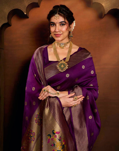 Purple Silk Woven Paithani Saree