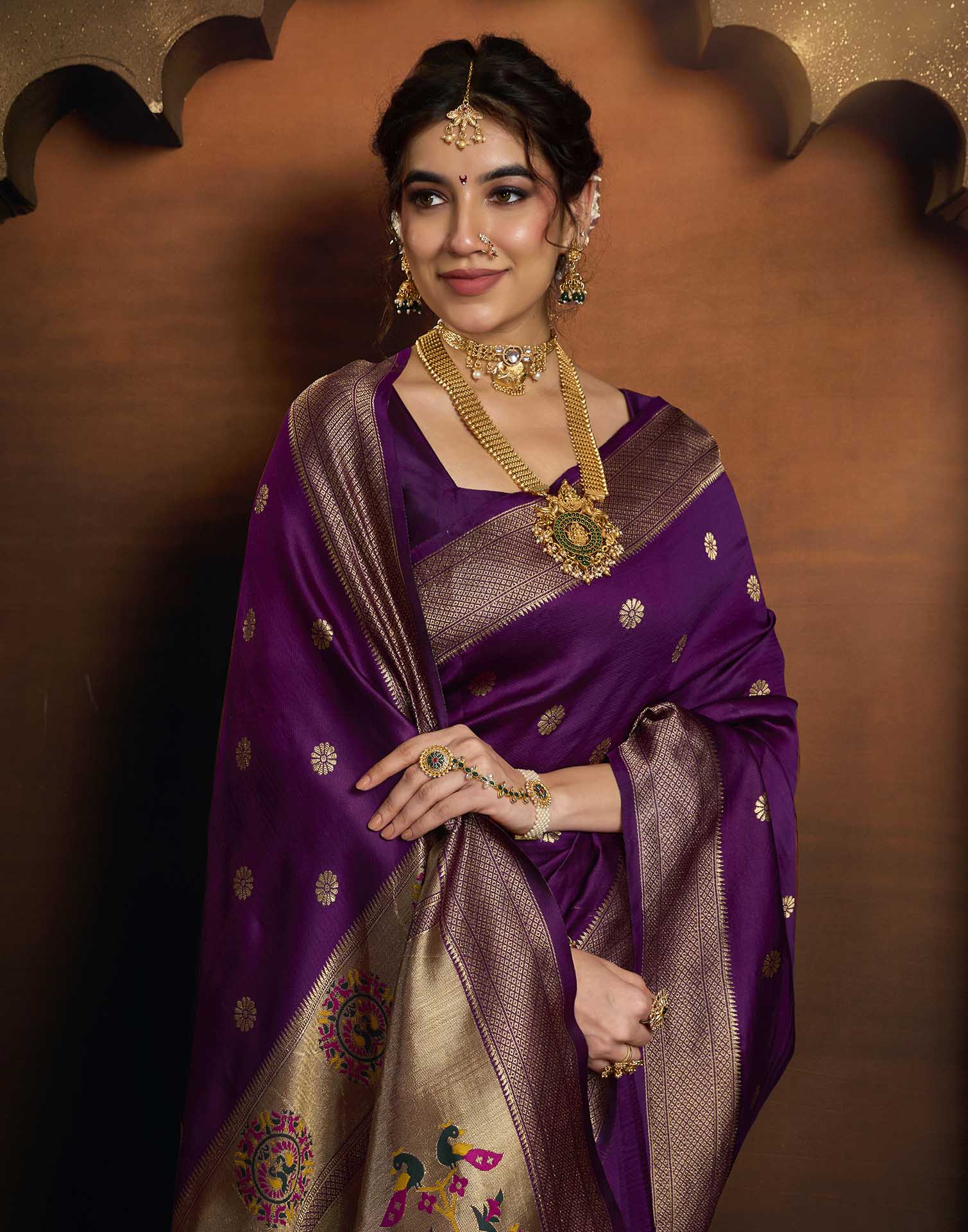 Purple Silk Woven Paithani Saree