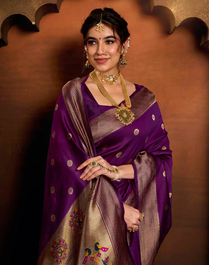 Purple Silk Woven Paithani Saree