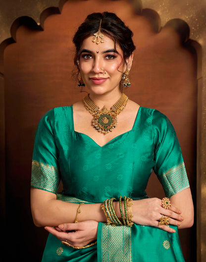 Turquoise Silk Woven Paithani Saree