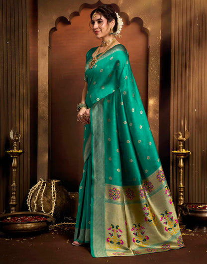 Turquoise Silk Woven Paithani Saree