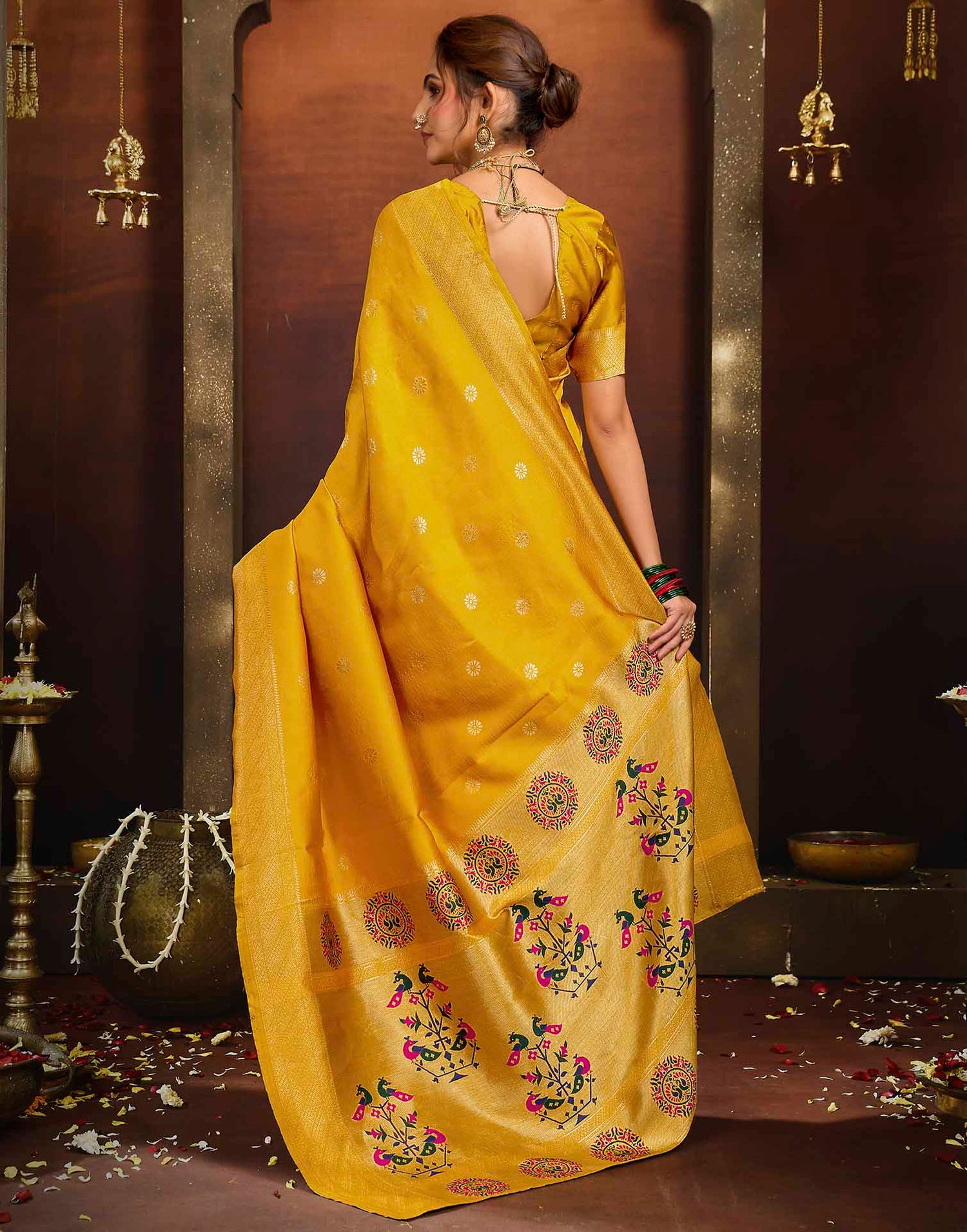Yellow Silk Woven Paithani Saree