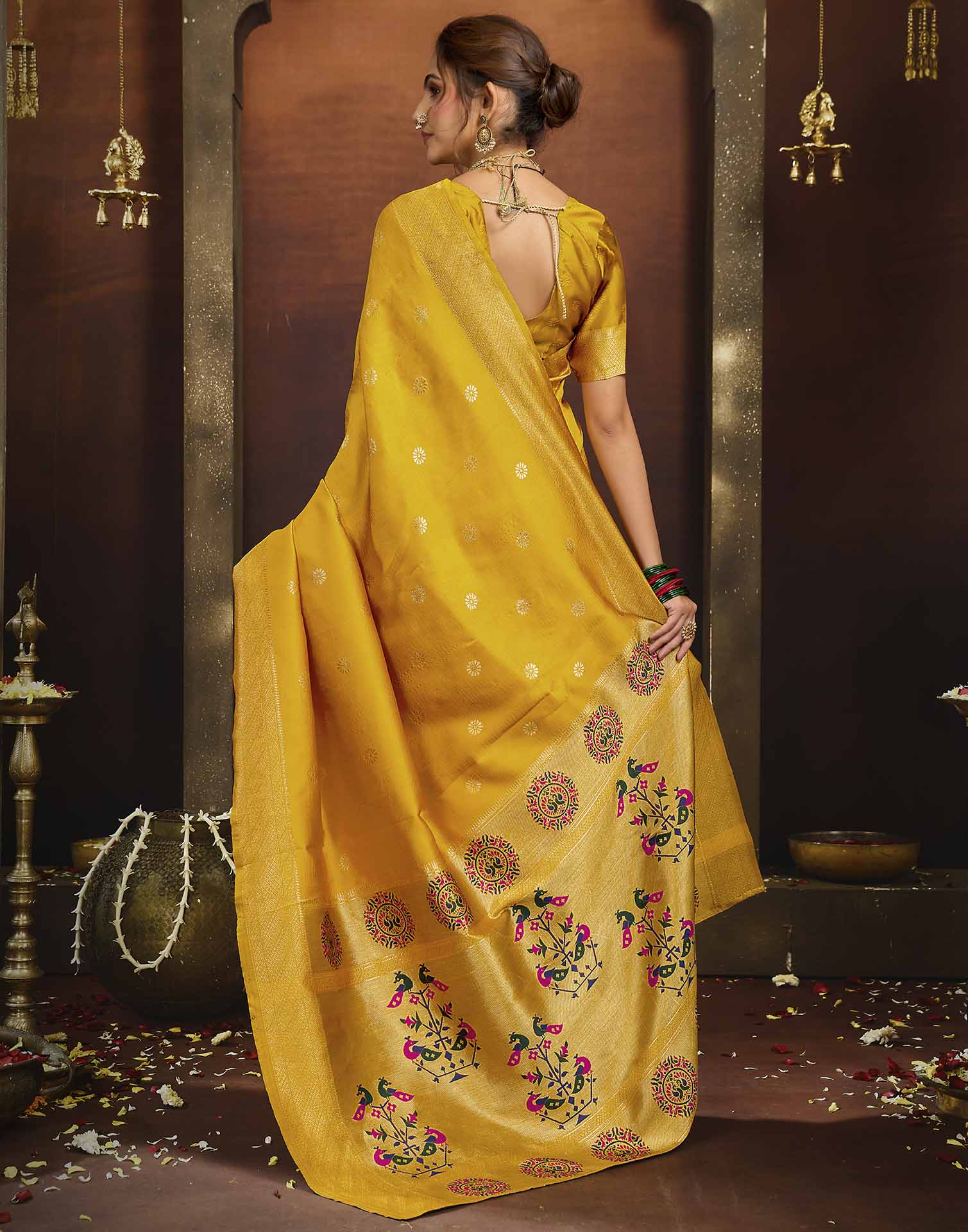 Yellow Silk Woven Paithani Saree