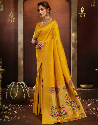 Yellow Silk Woven Paithani Saree