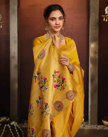 Yellow Silk Woven Paithani Saree