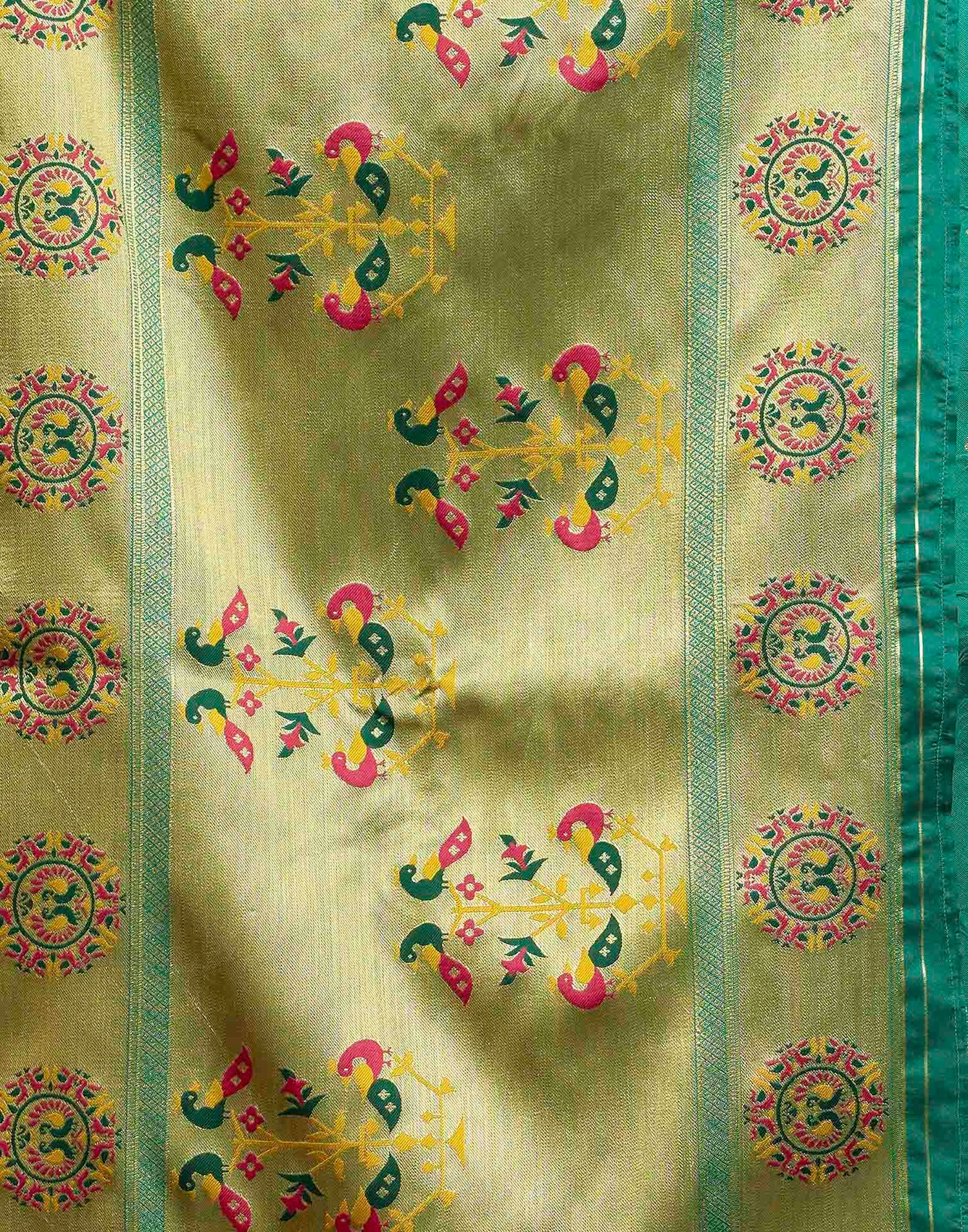 Teal Blue Silk Woven Paithani Saree