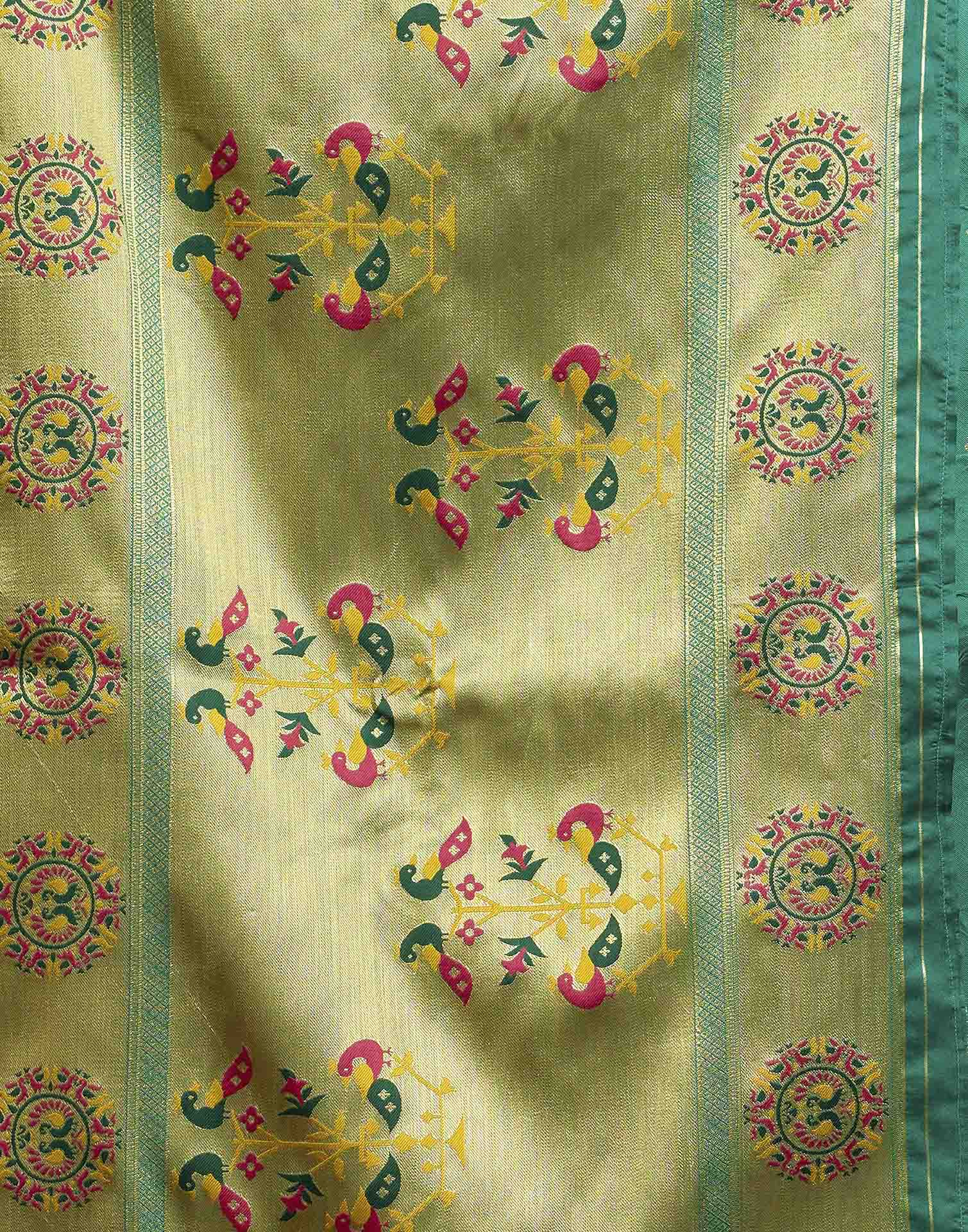 Teal Blue Silk Woven Paithani Saree