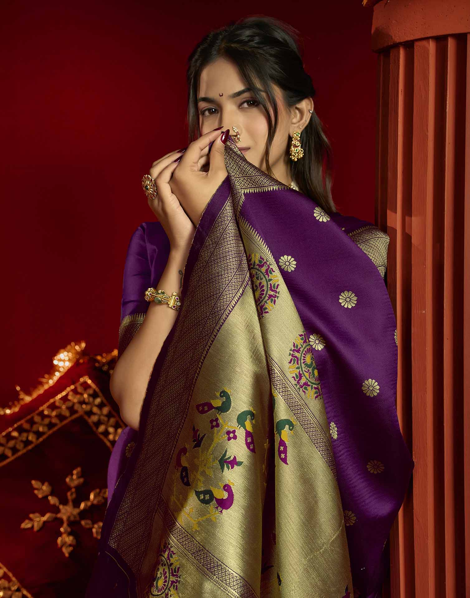 Purple Silk Woven Paithani Saree