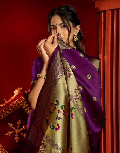 Purple Silk Woven Paithani Saree