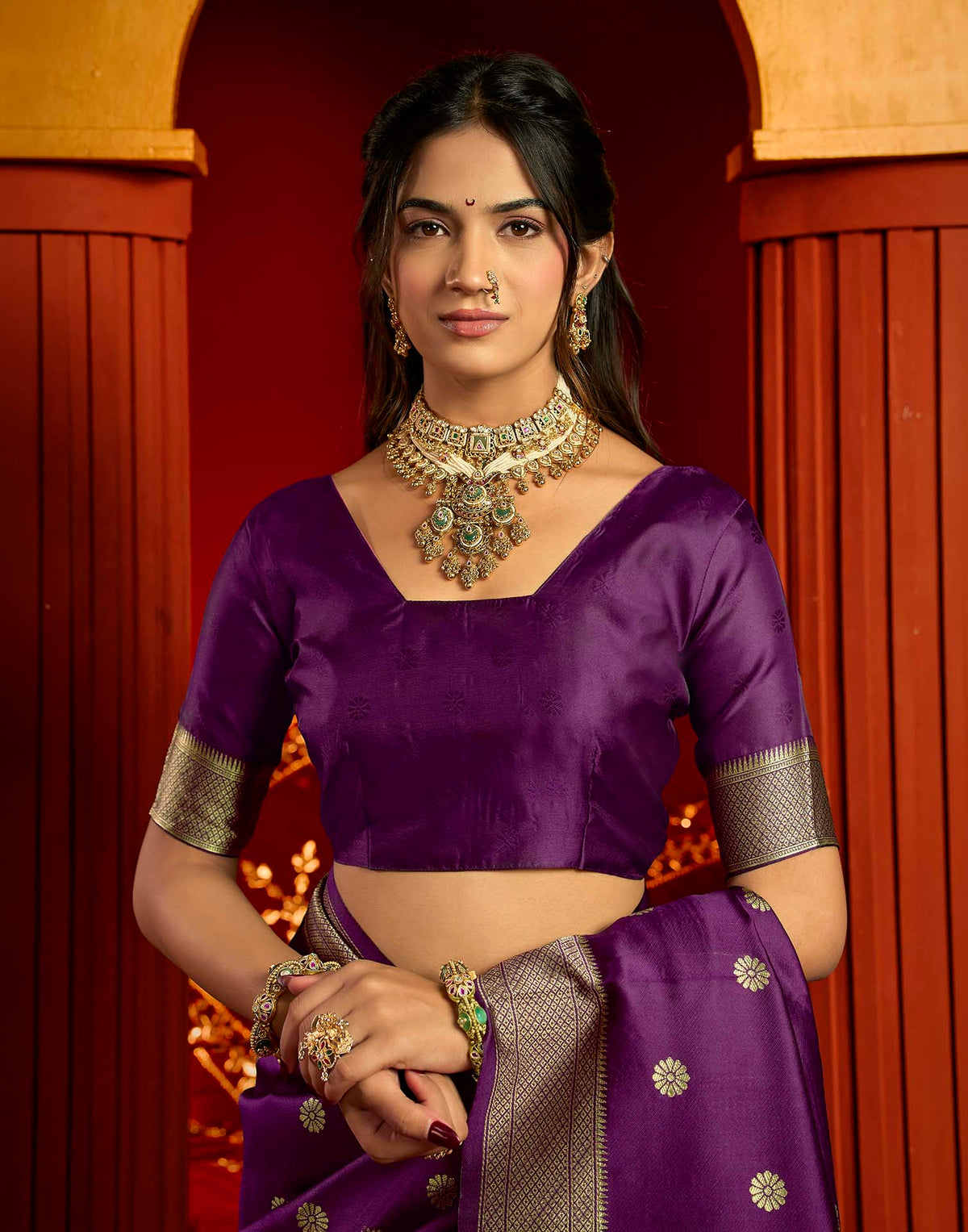 Purple Silk Woven Paithani Saree