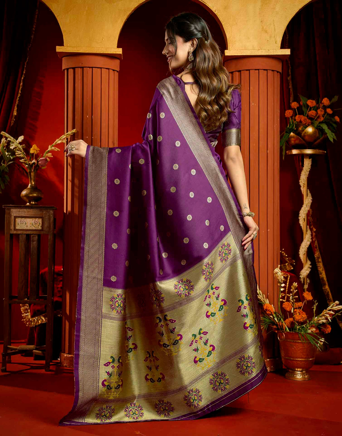 Purple Silk Woven Paithani Saree