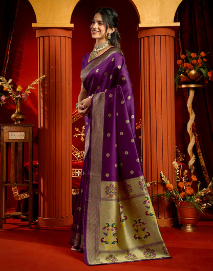 Purple Silk Woven Paithani Saree