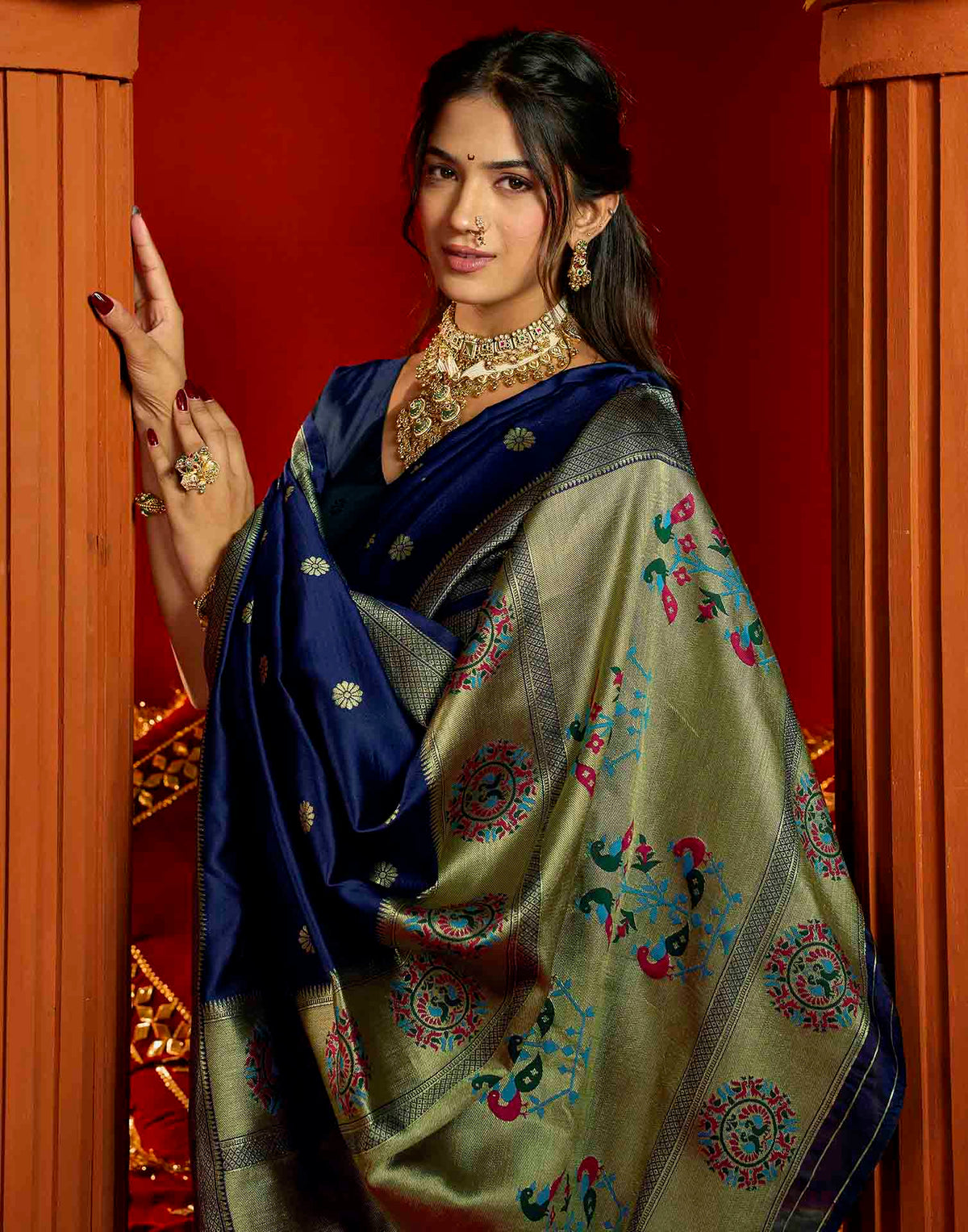 Royal Blue Silk Woven Paithani Saree