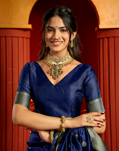 Royal Blue Silk Woven Paithani Saree