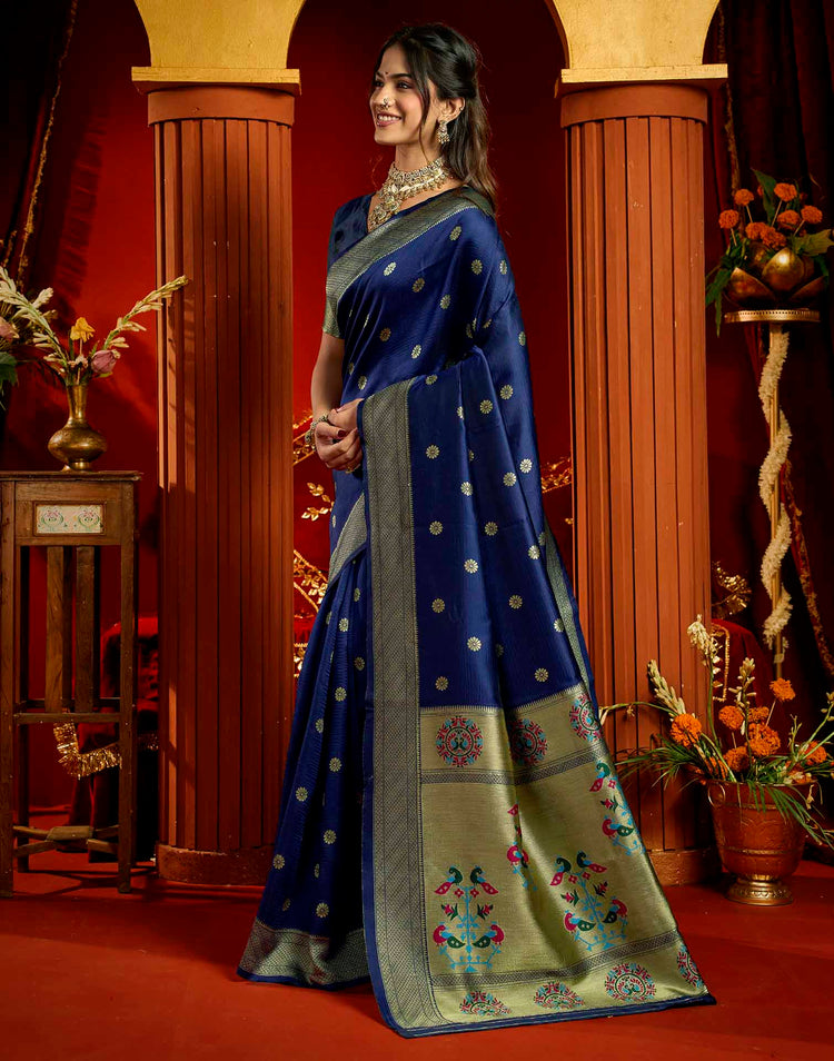 Royal Blue Silk Woven Paithani Saree