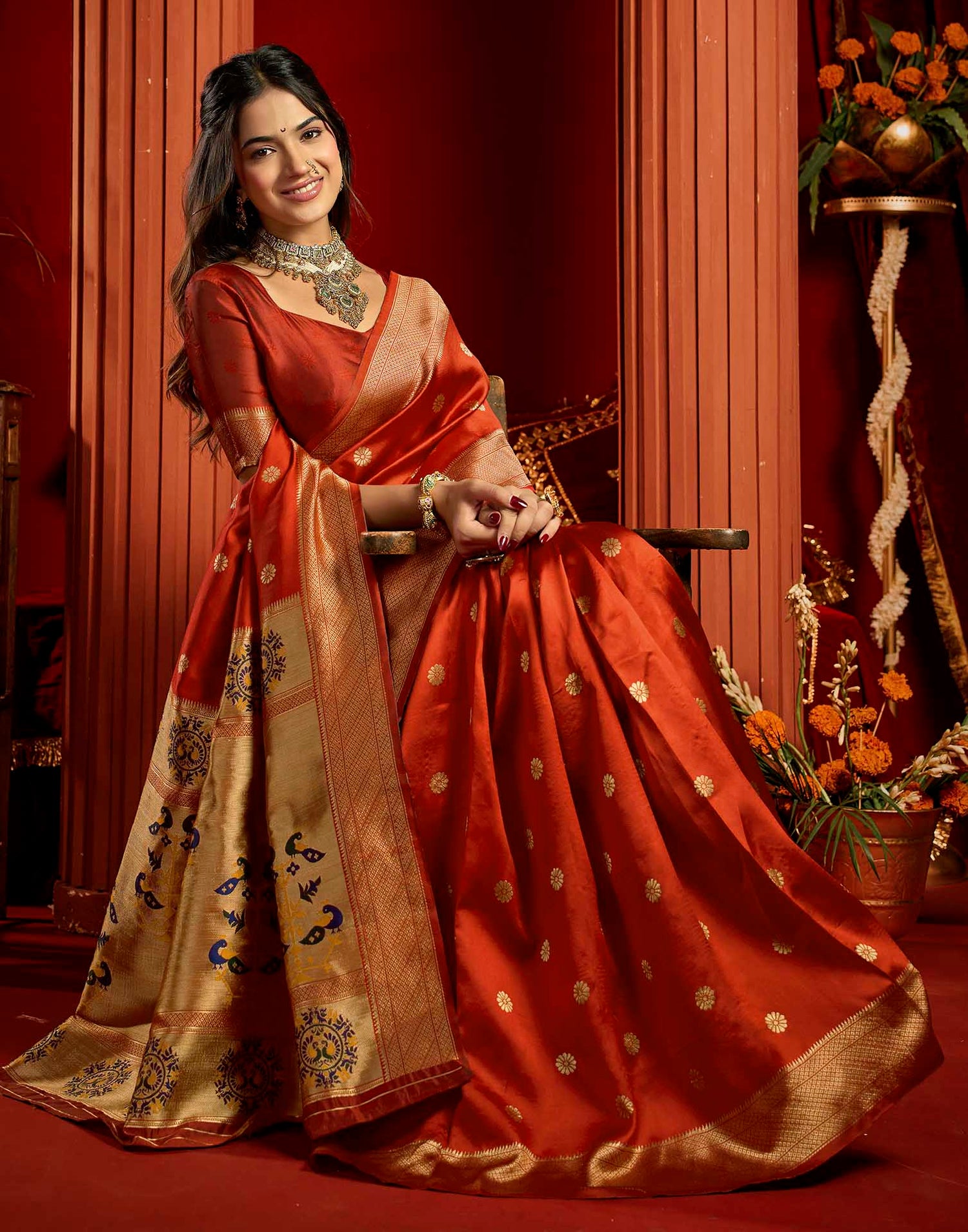 Red Silk Woven Paithani Saree