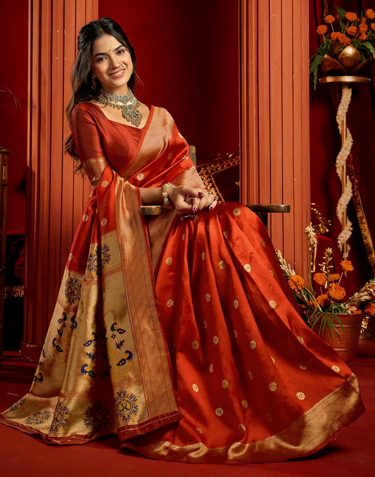 Red Silk Woven Paithani Saree