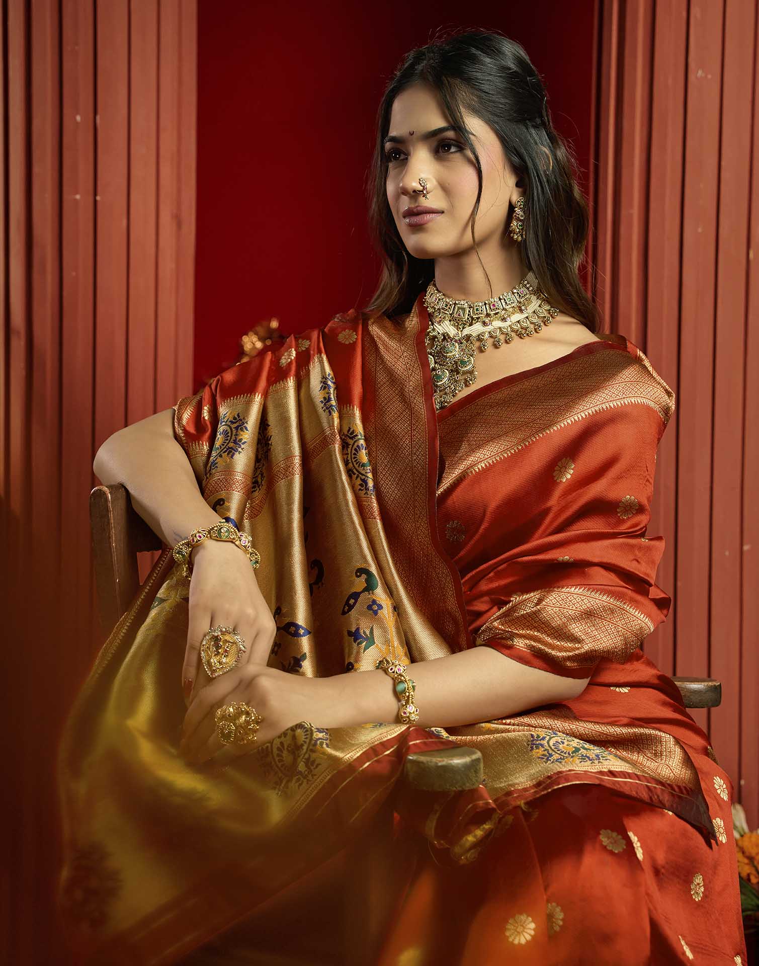Red Silk Woven Paithani Saree