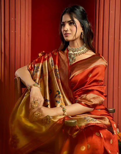 Red Silk Woven Paithani Saree