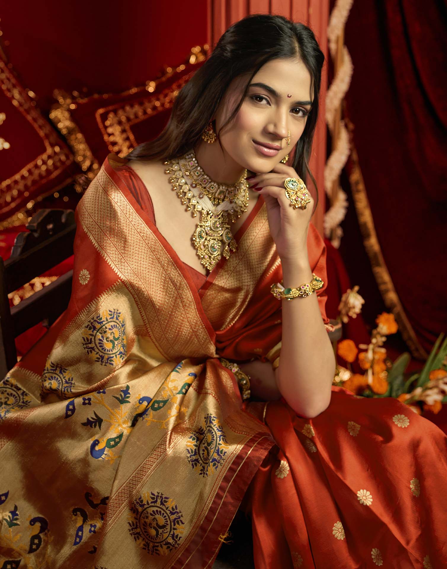 Red Silk Woven Paithani Saree