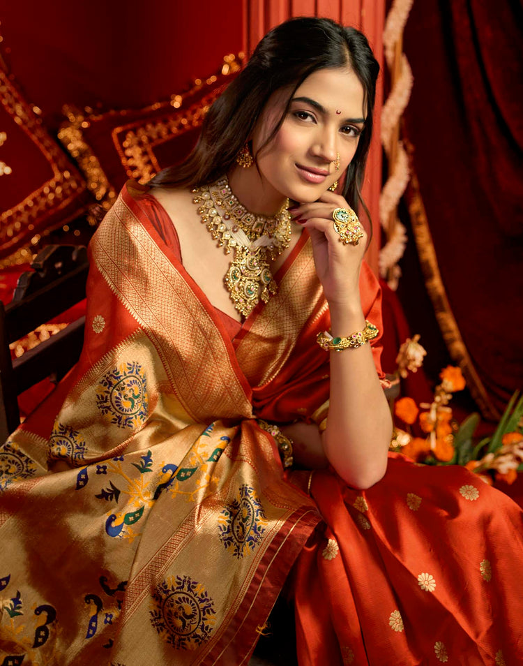 Red Silk Woven Paithani Saree