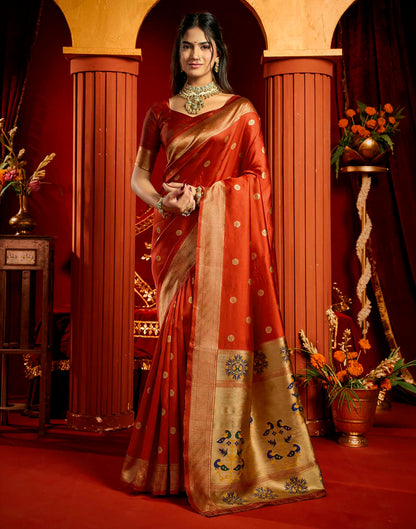 Red Silk Woven Paithani Saree