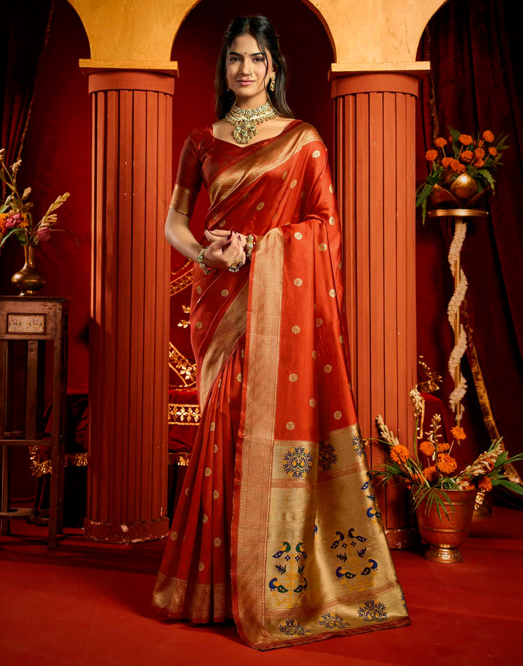 Red Silk Woven Paithani Saree
