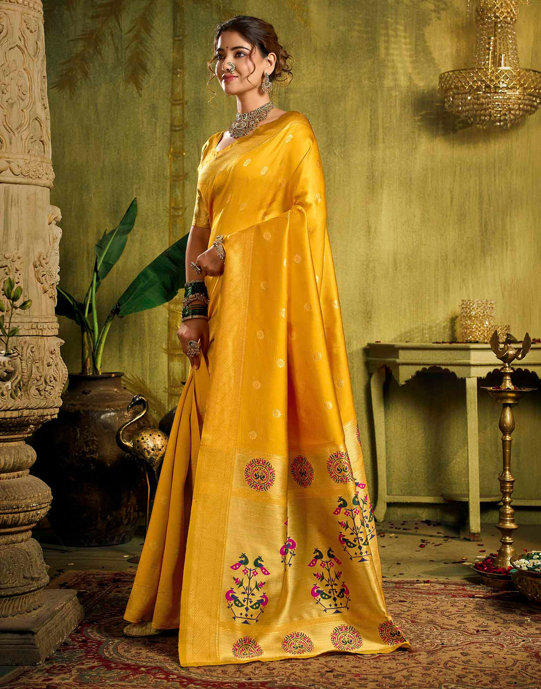 Yellow Silk Woven Paithani Saree
