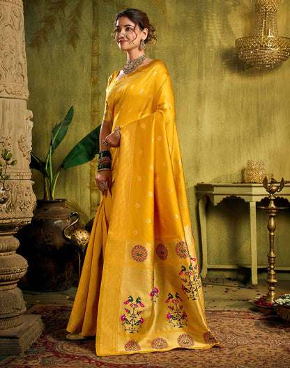 Yellow Silk Woven Paithani Saree