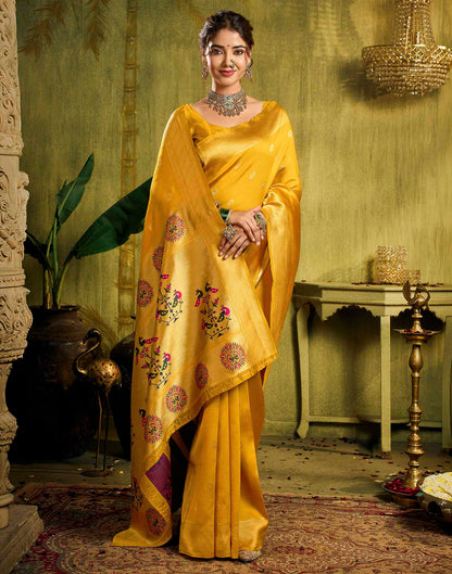 Yellow Silk Woven Paithani Saree
