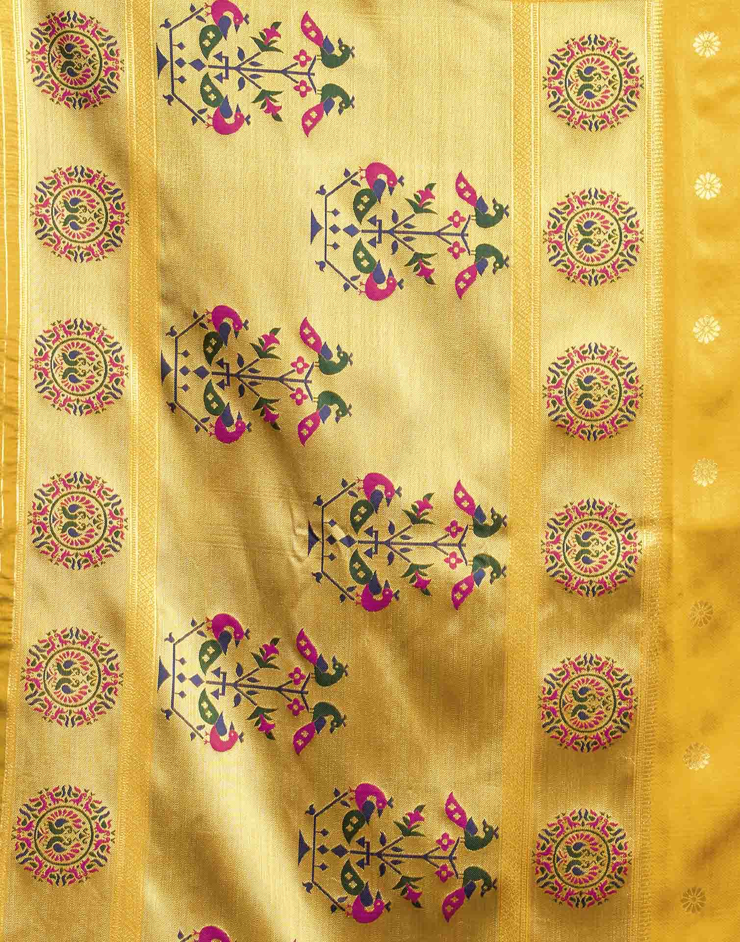 Yellow Silk Woven Paithani Saree
