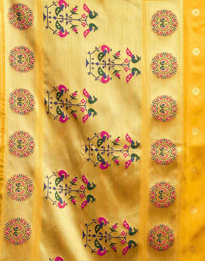 Yellow Silk Woven Paithani Saree