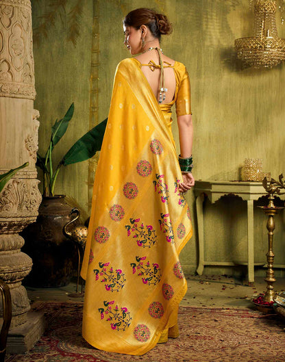 Yellow Silk Woven Paithani Saree