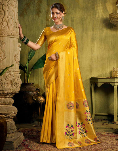 Yellow Silk Woven Paithani Saree