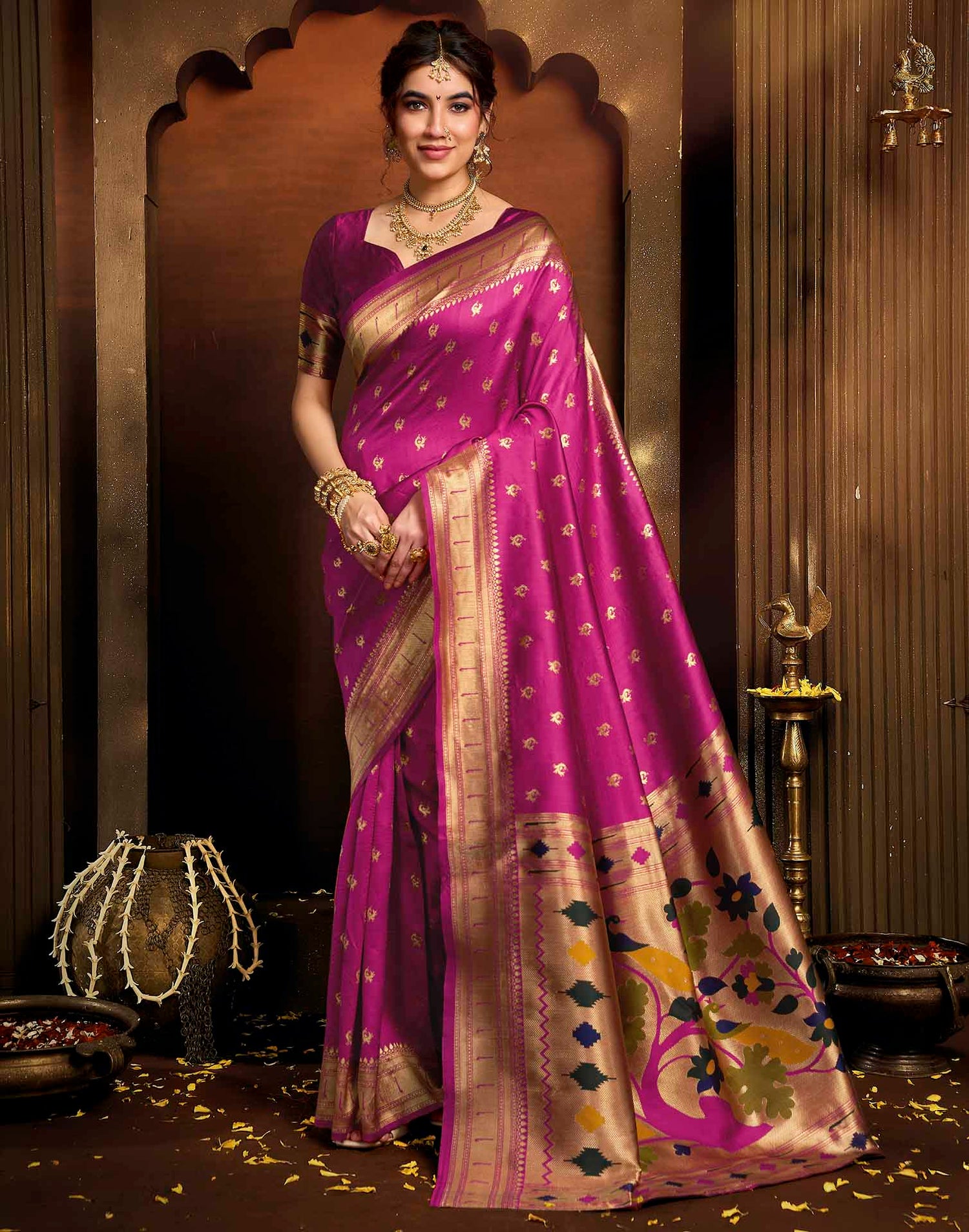 Pink Silk Woven Paithani Saree