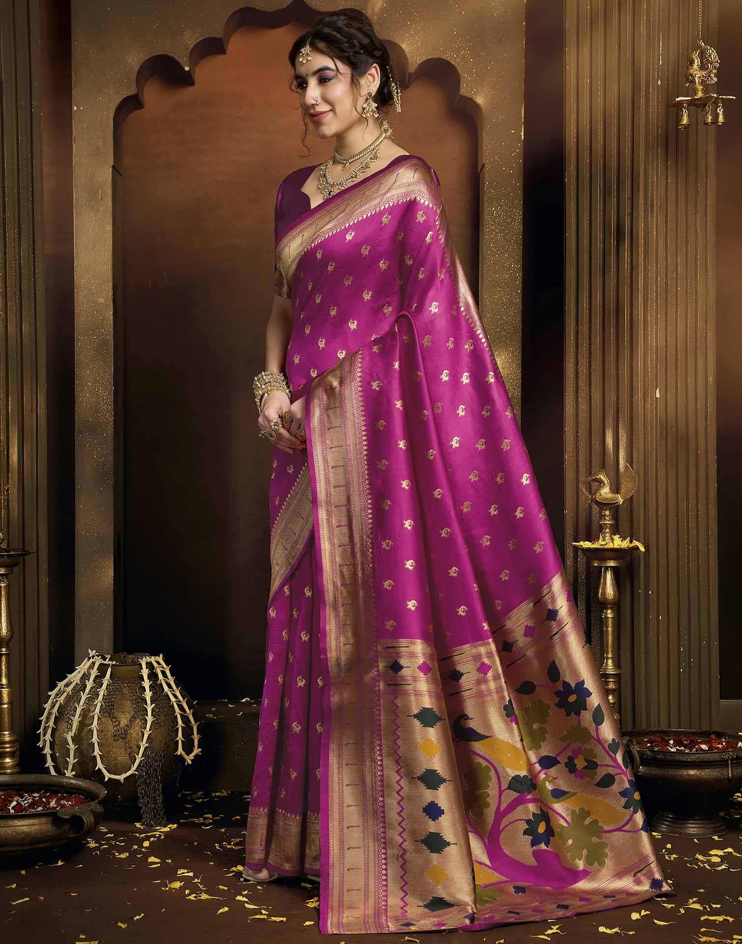 Pink Silk Woven Paithani Saree