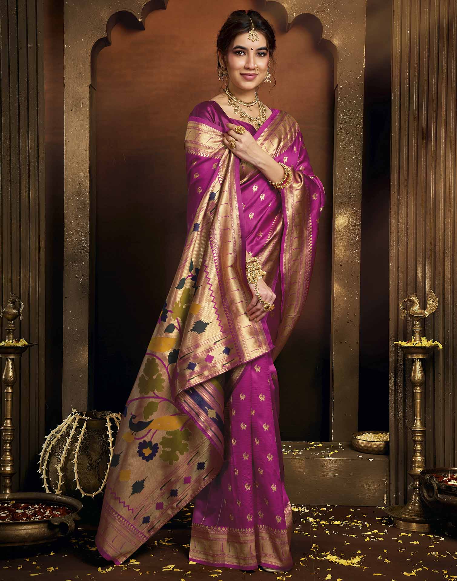 Pink Silk Woven Paithani Saree
