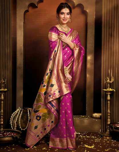 Pink Silk Woven Paithani Saree