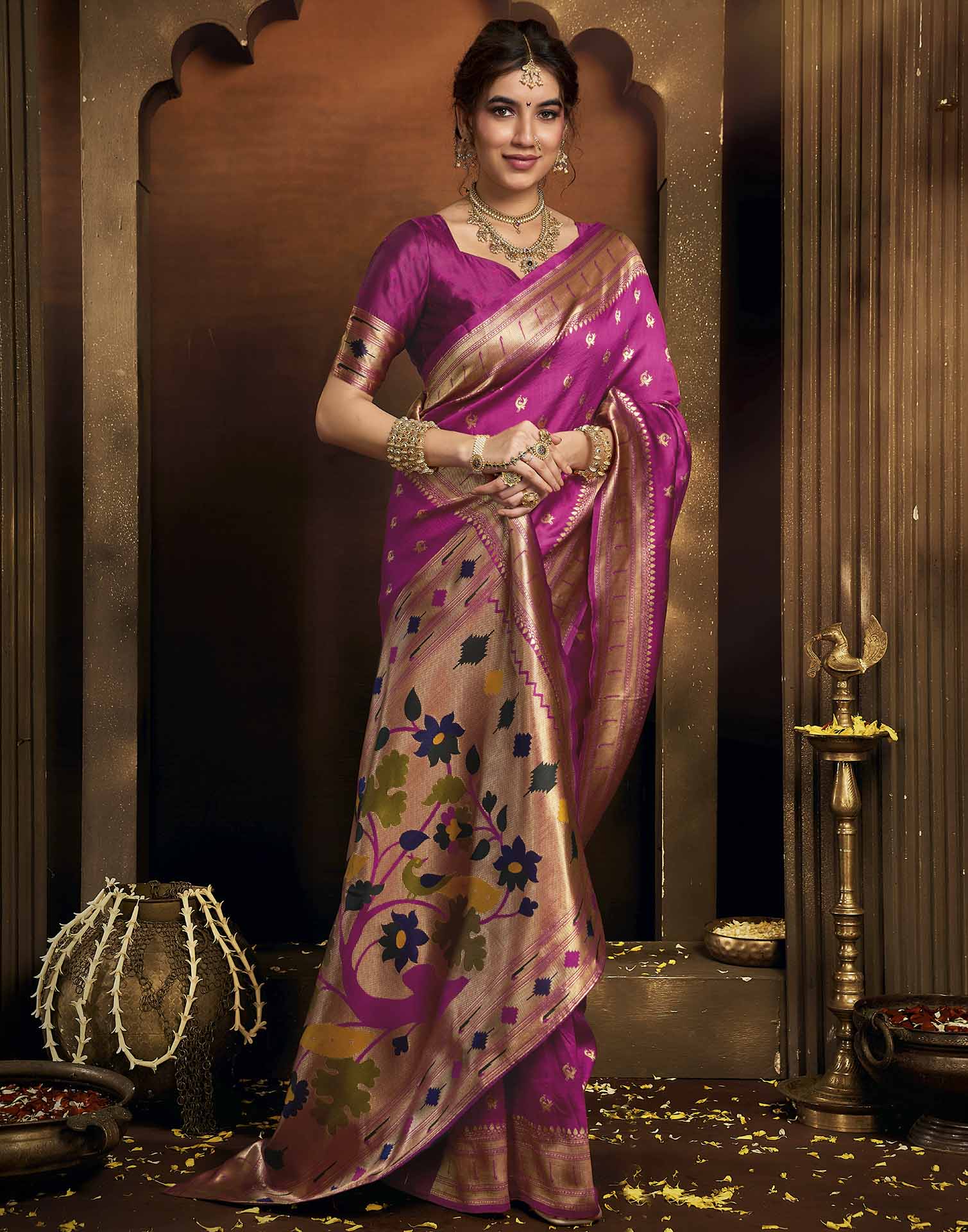 Pink Silk Woven Paithani Saree