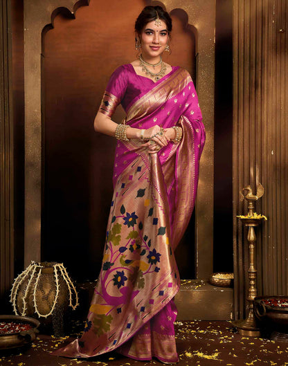 Pink Silk Woven Paithani Saree